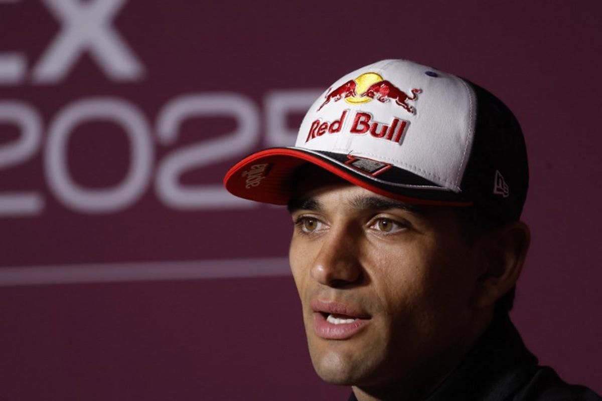 Prima Pramac Racing's Jorge Martin of Spain attends the press conference pre-event ahead of the Qatar MotoGP Grand Prix at the Lusail International Circuit in Lusail, north of Doha, on April 10, 2025.  Karim JAAFAR / AFP