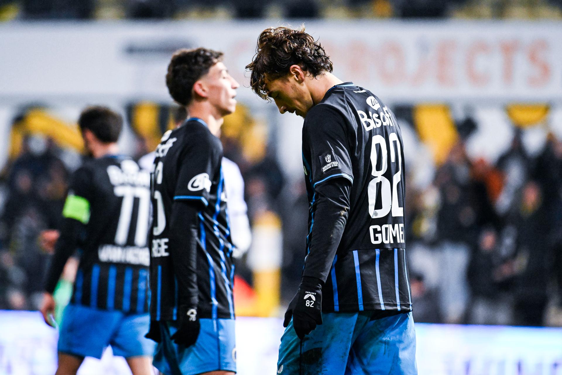 Club's Samuel Gomez Van Hogen looks dejected during a soccer game between KSC Lokeren and Club NXT, Saturday 22 November 2025 in Lokeren, on day 14 of the 2025-2026 'Challenger Pro League' 1B second division of the Belgian championship. BELGA PHOTO TOM GOYVAERTS