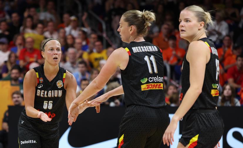 Belgium's Julie Allemand celebrates during a game between Belgian national basketball team Belgian Cats and Puerto Rico,  game 2 of the group phase at the FIBA Women's Basketball World Cup, on Sunday 6 September 2026, in Berlin, Germany. The FIBA Women's Basketball World Cup takes place in Berlin from 4 to 23 September 2026. BELGA PHOTO VIRGINIE LEFOUR