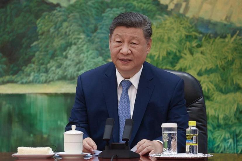 This handout photograph released by the Russian Foreign Ministry shows China's leader Xi Jinping attending a meeting of the foreign ministers of the Council of Foreign Ministers of the Shanghai Cooperation Organization (SCO) in Beijing on July 15, 2025.  Handout / RUSSIAN FOREIGN MINISTRY / HANDOUT / AFP