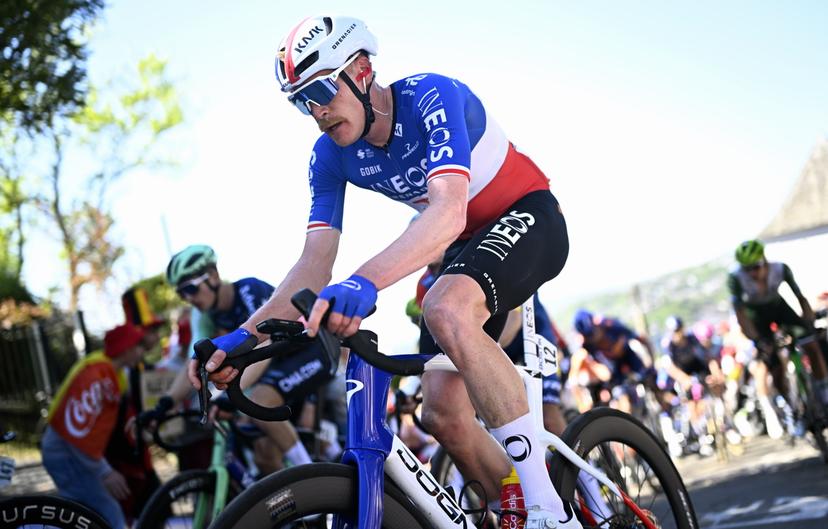 French Dorian Godon of INEOS Grenadiers pictured in action during the men's race of the 90th edition of the 'La Fleche Wallonne', one day cycling race (Waalse Pijl - Walloon Arrow), 200 km from Herstal to Huy, Wednesday 22 April 2026. BELGA PHOTO JASPER JACOBS
