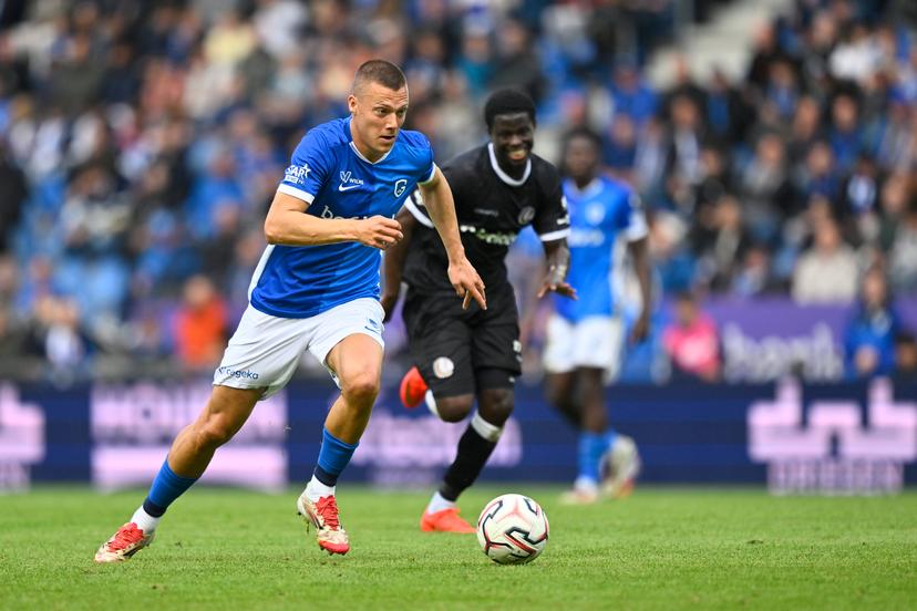 Genk's Daan Heymans pictured during a soccer match between KRC Genk and KAA Gent, Sunday 13 September 2026 in Genk, on day 6 of the 2026-2027 'Jupiler Pro League' first division of the Belgian championship. BELGA PHOTO JOHAN EYCKENS