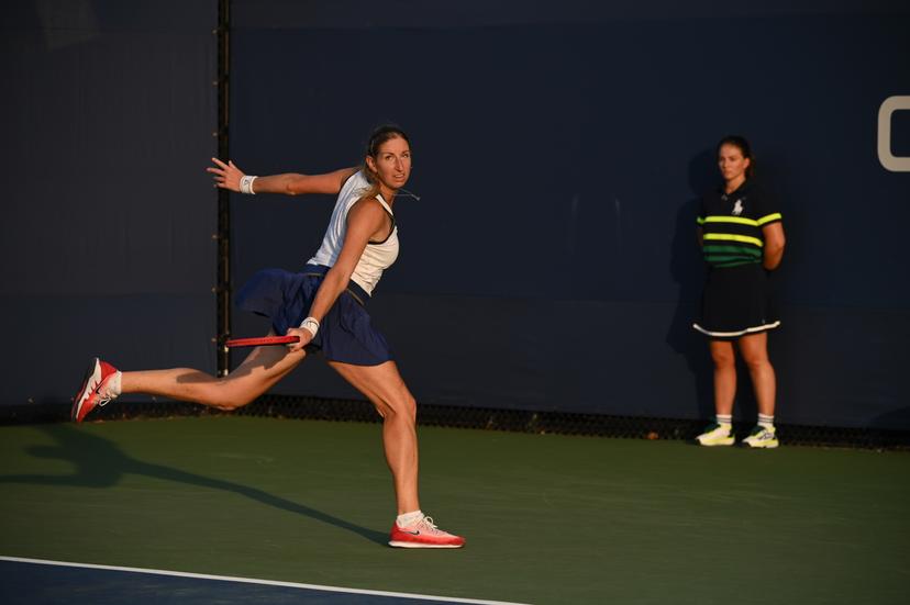 Magali Kempen pictured in action during a tennis match against Spanish Bolsova, in the Women's Qualifying Round at the 2023 US Open Grand Slam tennis tournament, at Flushing Meadow, New York City, USA, Tuesday 22 August 2023. BELGA PHOTO TONY BEHAR