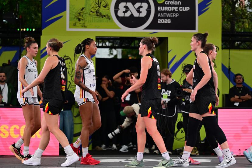 Belgian players pictured after a game between Germany and Belgium, a qualifying game in Pool D at the FIBA 3x3 Europe Cup, on Friday 11 September 2026 in Antwerp. BELGA PHOTO DIRK WAEM