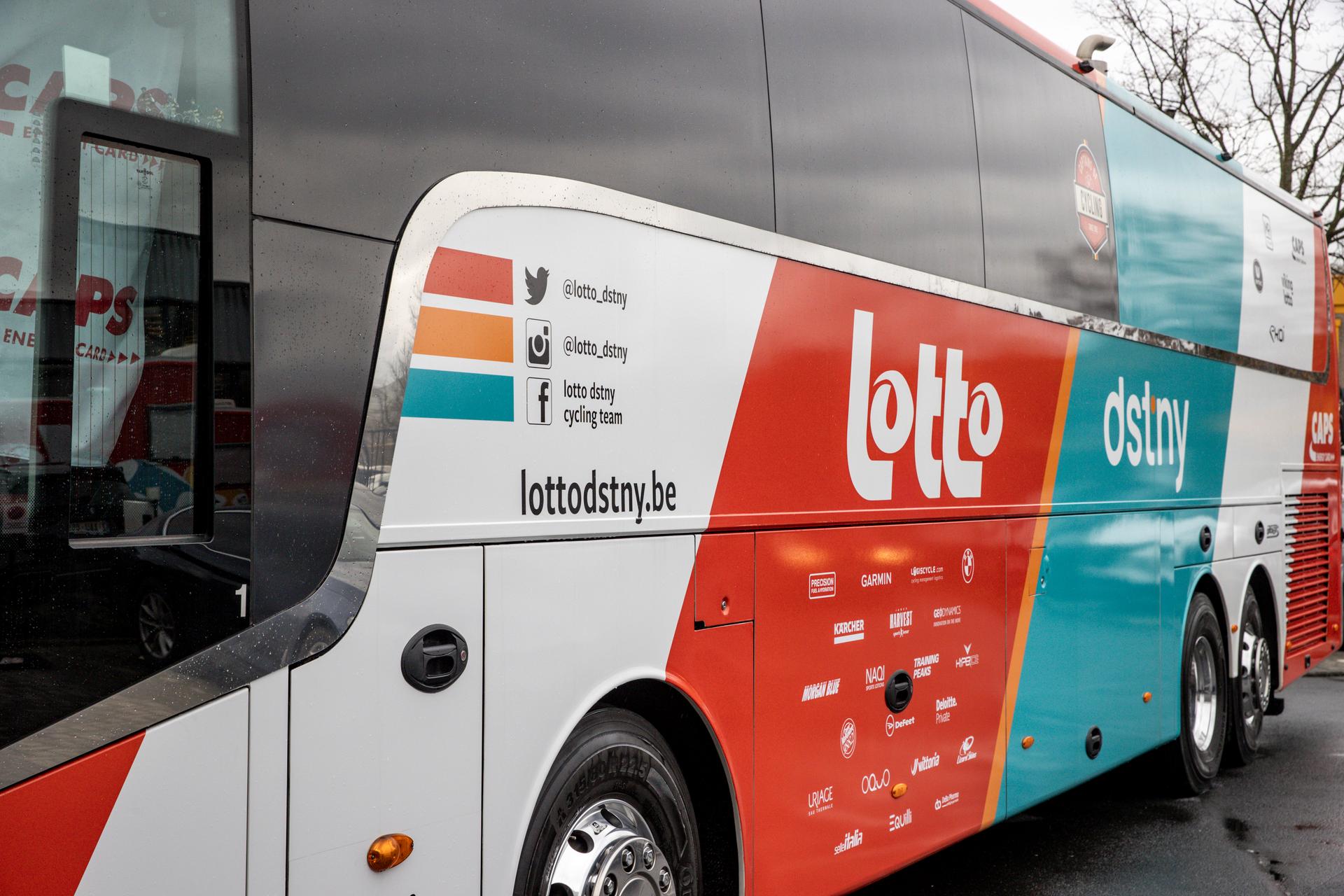 Illustration picture taken during the team presentation of Lotto Dstny cycling team in Mechelen, Friday 05 January 2024, ahead of the upcoming season. BELGA PHOTO DAVID PINTENS