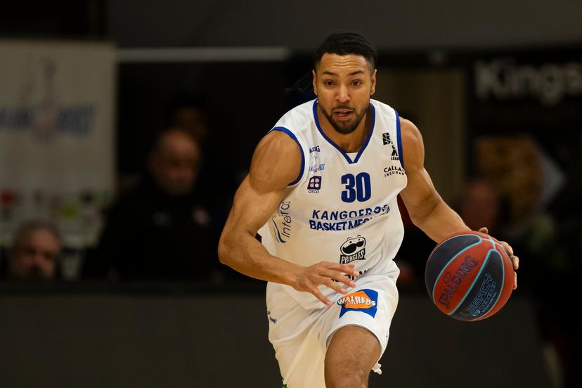 Mechelen's Joshua Heath pictured during a basketball match between Kangoeroes Mechelen and Spirou Charleroi, Saturday 01 November 2025 in Mechelen, on day 6 of the 'BNXT League' Belgian/ Dutch first division basket championship. BELGA PHOTO KRISTOF VAN ACCOM