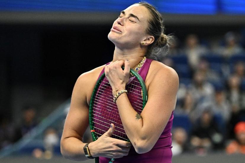 Belarus' Aryna Sabalenka reacts during her women's singles match against Mexico's Renata Zarazua at the China Open tennis tournament in Beijing on October 2, 2026.   Pedro PARDO / AFP