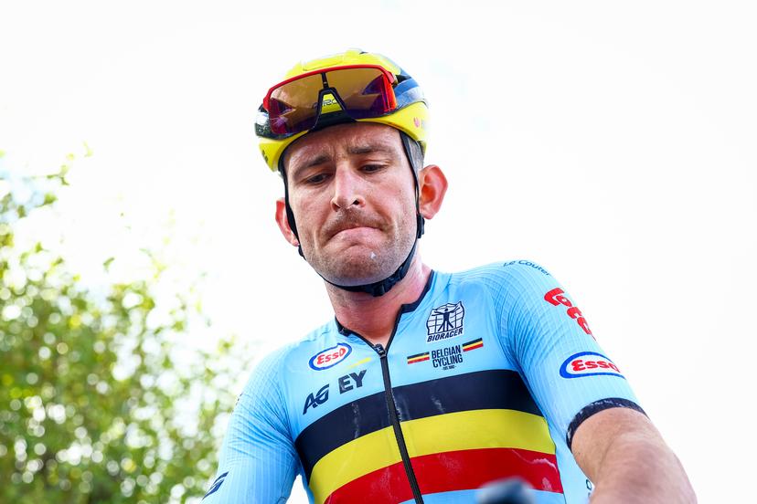 Belgium Tiesj Benoot pictured after the Men Elite raod race, a 202,5 km from Privas to Guilherand-Granges, at the UEC road European cycling championships, Sunday 05 October 2025, France. The European cycling championships Drome-Ardeche takes place from 1 to 5 October, France. BELGA PHOTO DAVID PINTENS