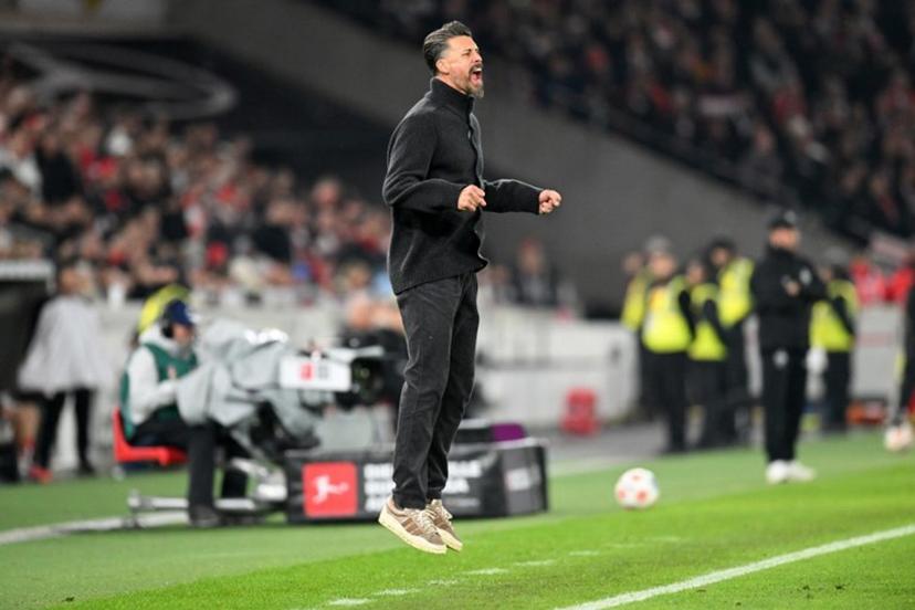 Augsburg's German head coach Sandro Wagner reacts during the German first division Bundesliga football match between VfB Stuttgart and FC Augsburg in Stuttgart, southwestern Germany on November 9, 2025.  THOMAS KIENZLE / AFP