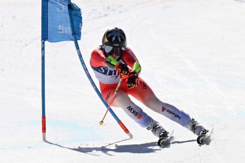 Switzerland's Lara Gut-Behrami rounds a gate to win first place in the second run of the women's Giant Slalom event at the FIS Alpine Skiing World Cup Sun Valley Finals in Sun Valley, Idaho, on March 25, 2025.  Patrick T. Fallon / AFP