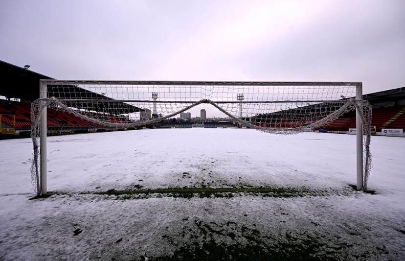 The Pairay stadium of RFC Seraing pictured, Saturday 11 January 2025 in Seraing. Tomorrow's game between RFC Seraing and Lierse SK of day 17 of the 2024-2025 'Challenger Pro League' 1B second division of the Belgian championship is postponed due to bad weather conditions. BELGA PHOTO JOHN THYS