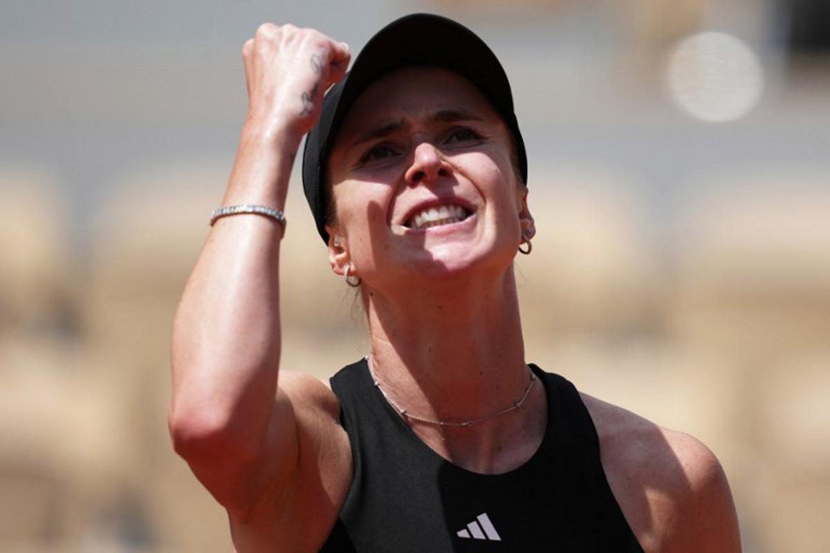 Ukraine's Elina Svitolina reacts after a point during her women's singles match against Italy's Jasmine Paolini on day 8 of the French Open tennis tournament on Court Philippe-Chatrier at the Roland-Garros Complex in Paris on June 1, 2025.  Dimitar DILKOFF / AFP