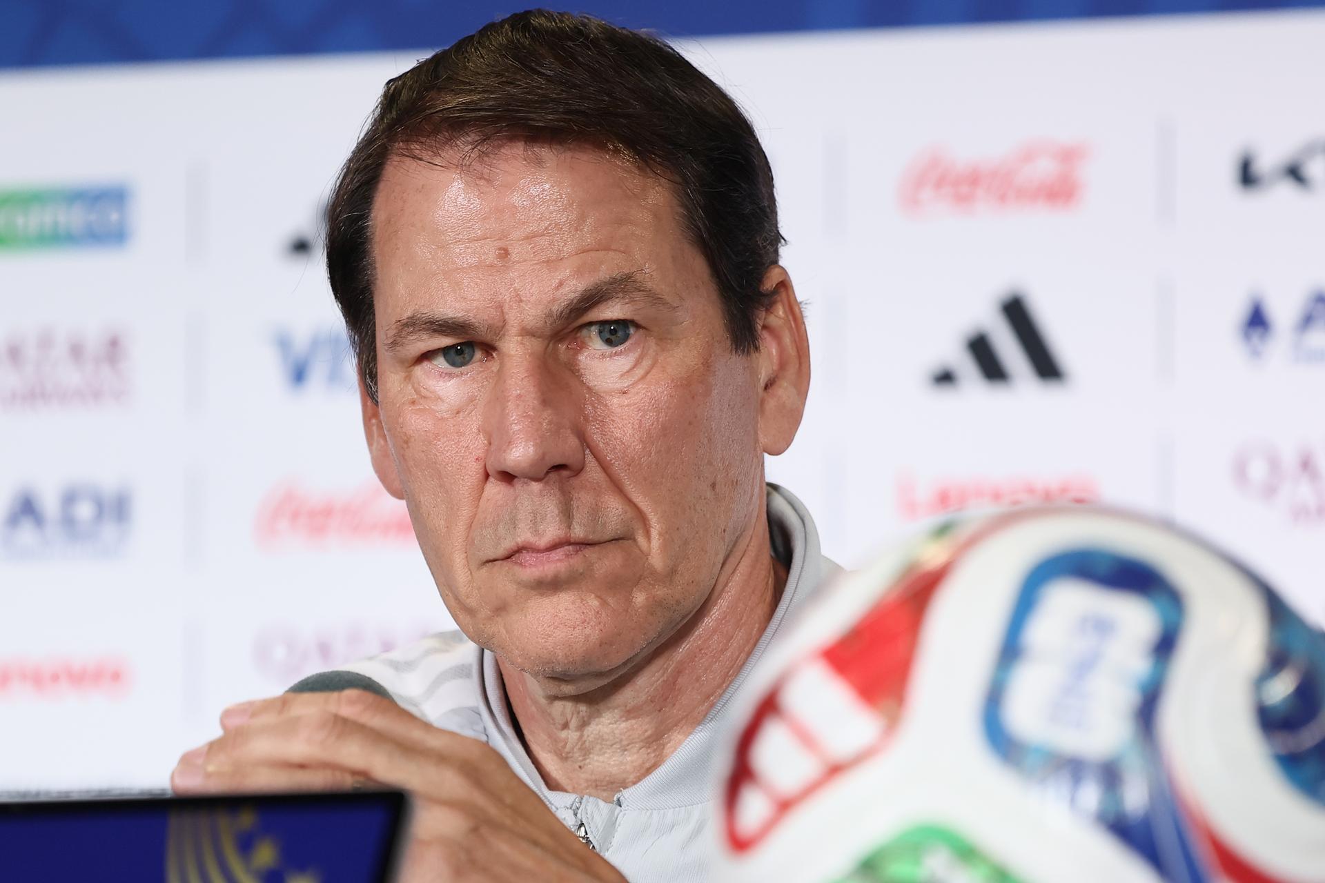 Belgium's head coach Rudi Garcia pictured during a press conference of Belgian national soccer team Red Devils, on Sunday 05 July 2026 in Lumen Field stadium in Seattle, USA. The Rode Duivels - Diables Rouges qualified for the knockout stage of the 2026 FIFA World Cup, where they'll meet USA in the round of 16 on July 6th. BELGA PHOTO BRUNO FAHY