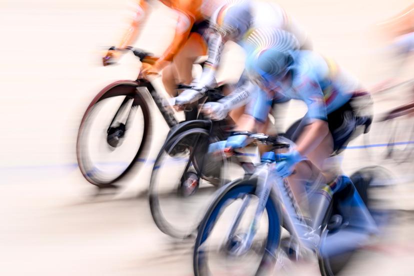 Belgian Lani Wittevrongel pictured in action during the women's Points Race final at the 2025 UEC Track Elite European Championships, in Heusden-Zolder, Belgium, Saturday 15 February 2025. The European Championships take place from 12 to 16 February. BELGA PHOTO DIRK WAEM