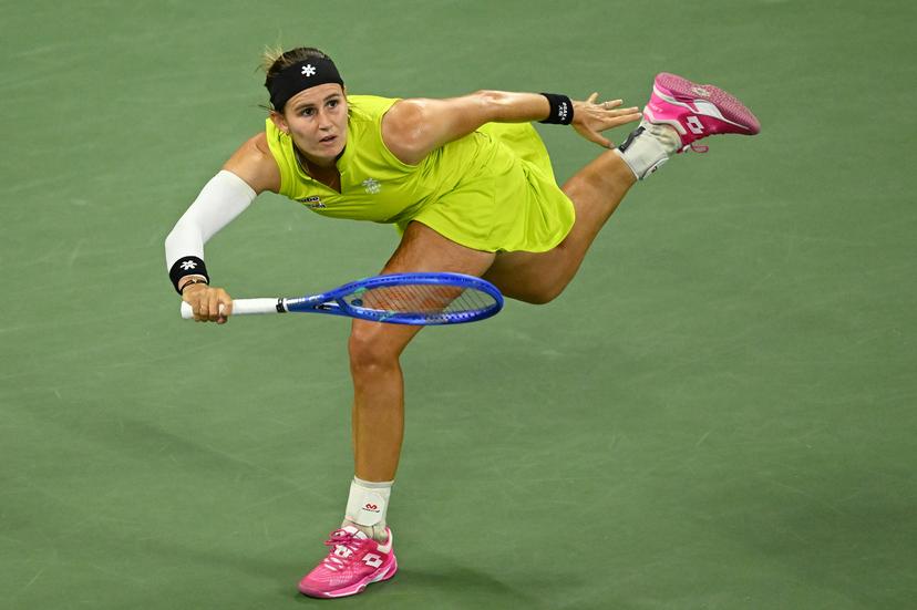 Belgian Greet Minnen pictured in action during a tennis match against Japanese Osaka, in the first round of the women's singles of the 2025 US Open Grand Slam tennis tournament in New York City, USA, Tuesday 26 August 2025. BELGA PHOTO TONY BEHAR