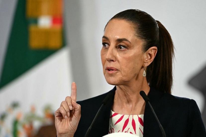 Mexico's President Claudia Sheinbaum speaks during her daily press conference at the Palacio Nacional in Mexico City on April 6, 2026.  YURI CORTEZ / AFP
