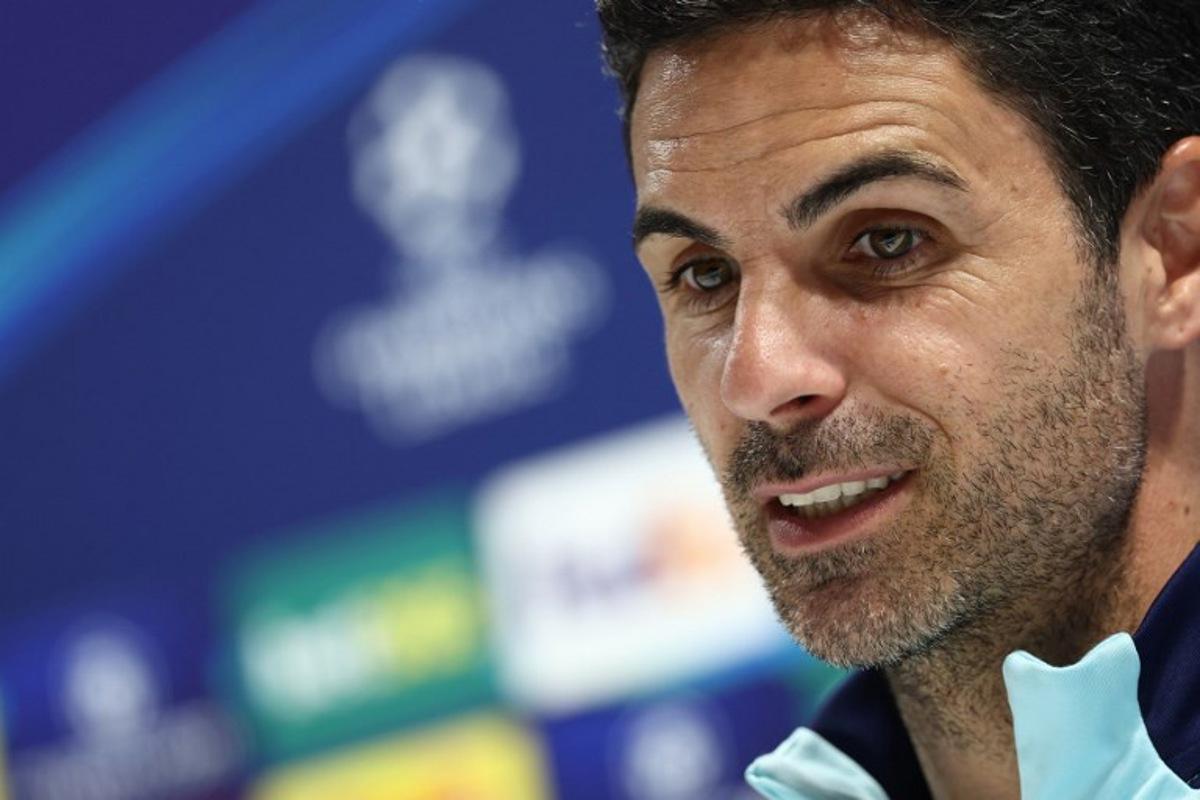 Arsenal's Spanish manager Mikel Arteta speaks during a press conference at the Emirates Stadium in London, on April 28, 2025, on the eve of their UEFA Champions League semi-final first leg football match against Paris Saint-Germain (PSG).  FRANCK FIFE / AFP
