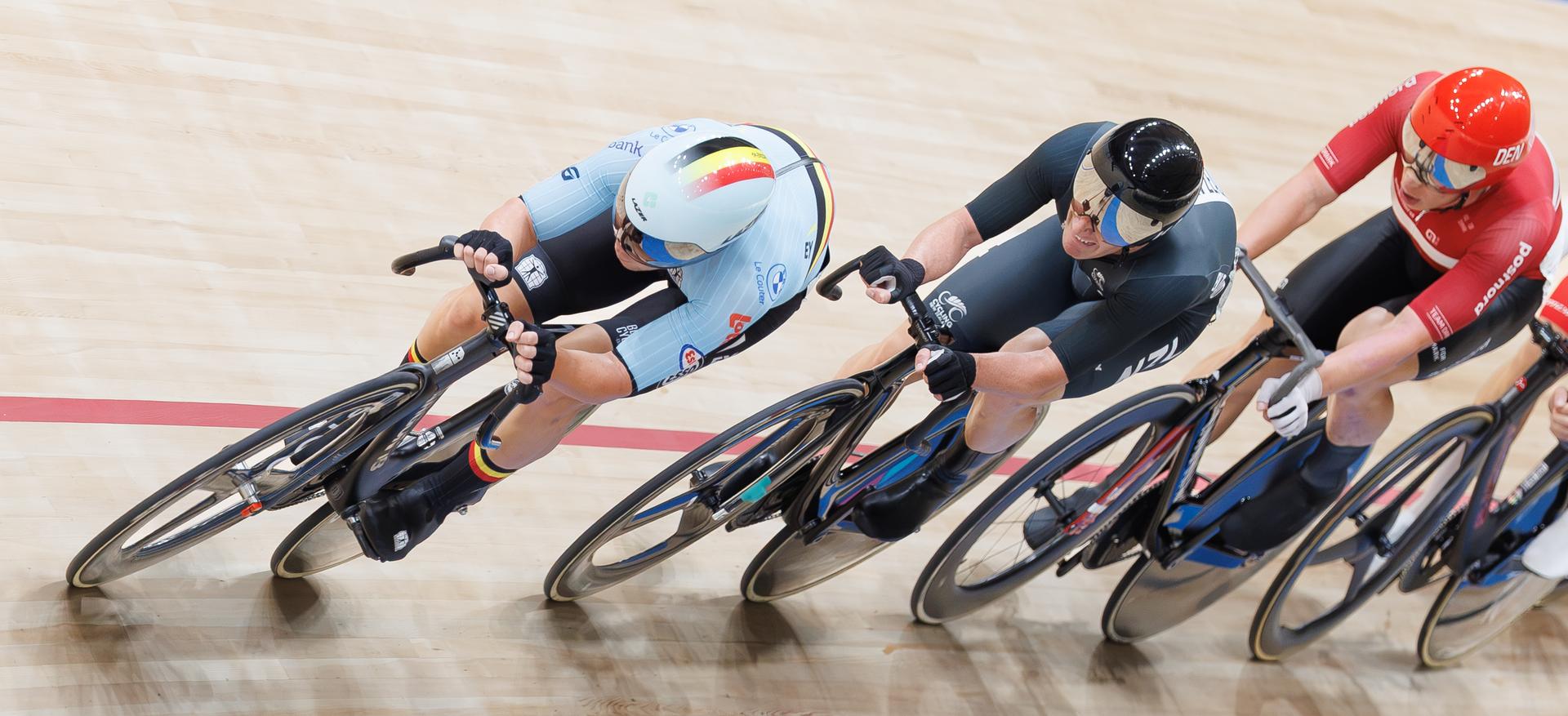Belgian Fabio Van den Bossche rides on a bike during  the Men's omnium event at the UCI Track Cycling World Championships in Shanghai, China on Saturday 17 October 2026. The worlds are taking place from 14 to 18 October 2026. BELGA PHOTO BENOIT DOPPAGNE
