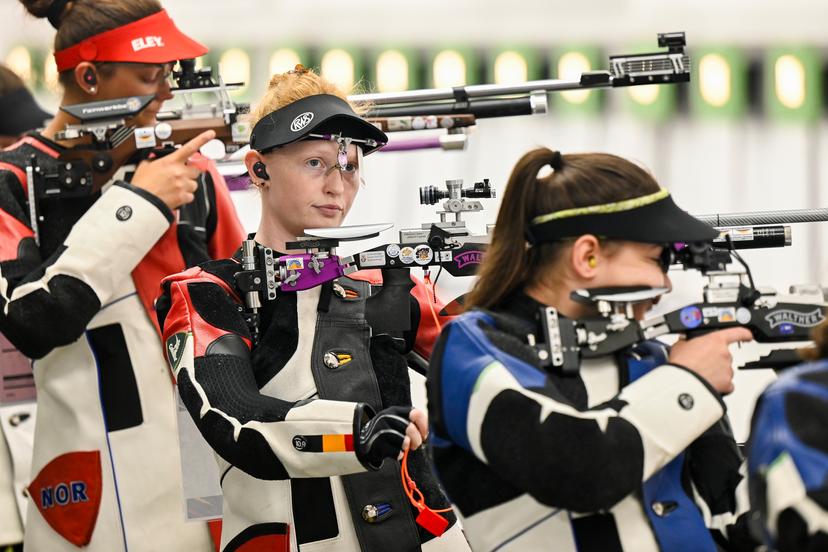 Shooting Athlete Jessie Kaps pictured in action during the 10m Air Rifle Women's Qualifications on the third day of the European Games, in Krakow, Poland, Friday 23 June 2023. The 3rd European Games, informally known as Krakow-Malopolska 2023, is a scheduled international sporting event that will be held from 21 June to 02 July 2023 in Krakow and Malopolska, Poland. BELGA PHOTO LAURIE DIEFFEMBACQ