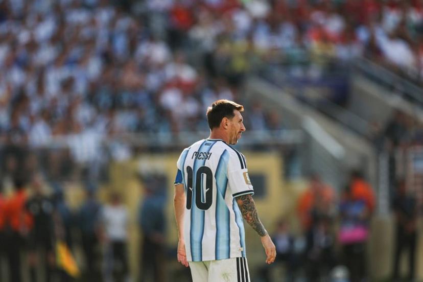 Argentina's forward #10 Lionel Messi reacts during the 2026 World Cup football tournament final match between Spain and Argentina at the New York/New Jersey Stadium in East Rutherford on July 19, 2026.   PATRICIA DE MELO MOREIRA / AFP