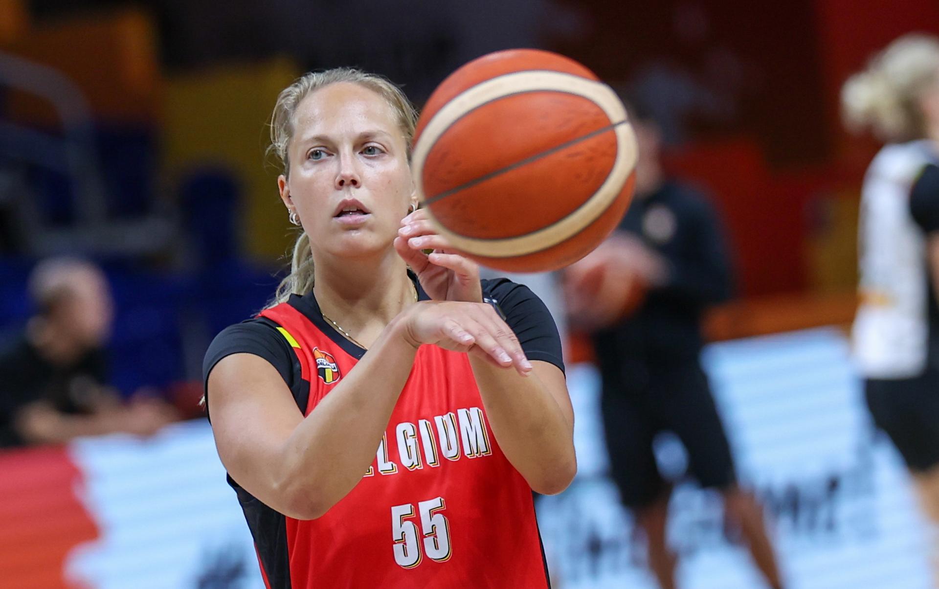 Belgium's Julie Allemand pictured during a training session of Belgian national basketball team Belgian Cats, in Berlin, Germany on Saturday 5 September 2026. The FIBA Women's Basketball World Cup take place in Germany from 4 to 23 September 2026. BELGA PHOTO VIRGINIE LEFOUR