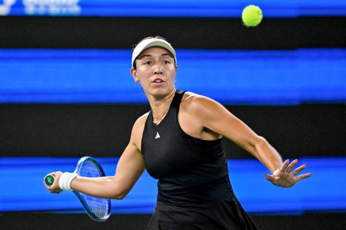USA's Jessica Pegula hits a return to Belarus's Aryna Sabalenka during their women's singles semi-final match at the Wuhan Open tennis tournament in Wuhan, central China's Hubei province on October 11, 2025.  Adek BERRY / AFP