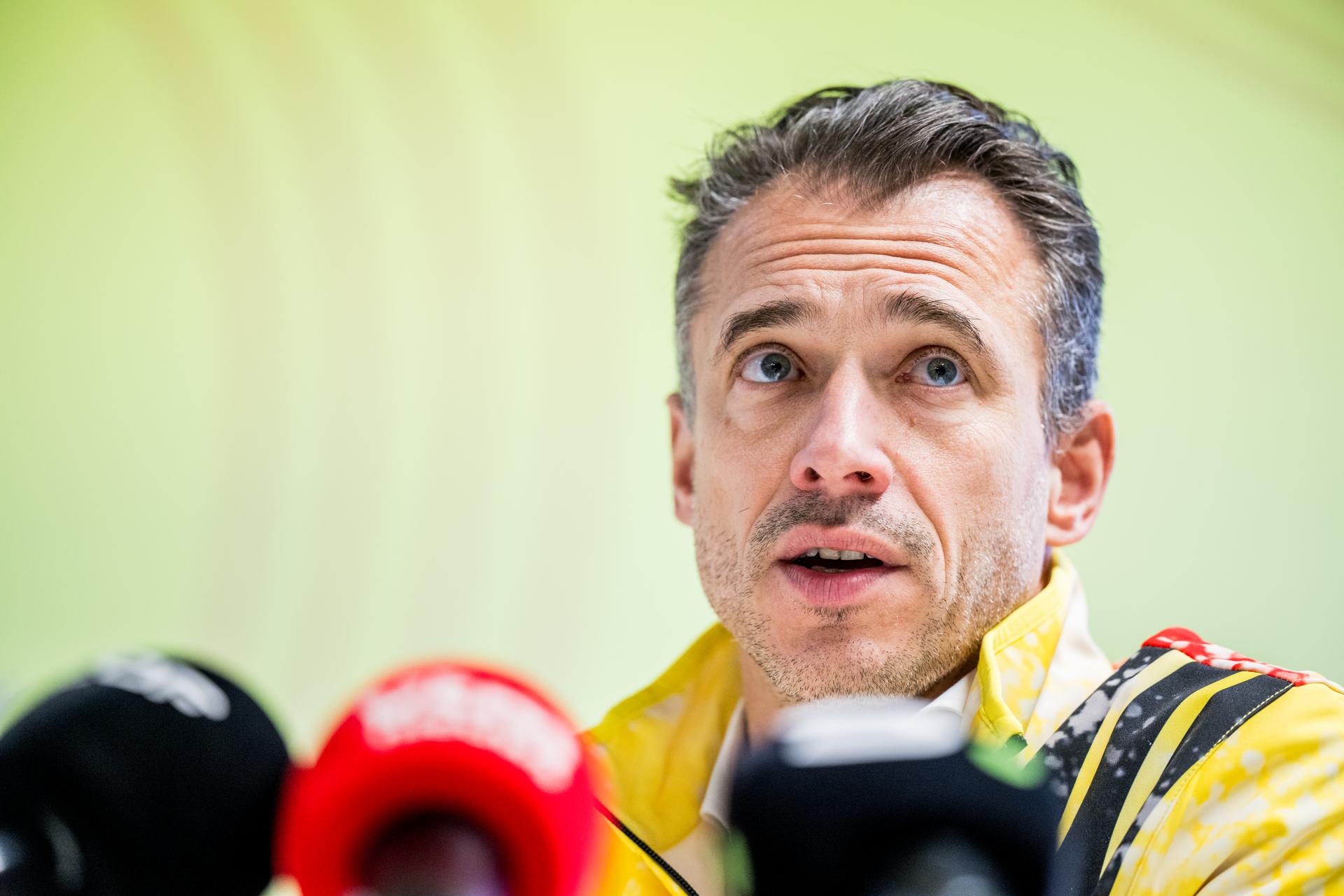 ceo Cedric Van Branteghem talks during a press conference of the BOIC/ COIB Belgian Olympic Comitee to announce the final selection of Team Belgium for the Milano Cortina 2026 Winter Olympics, on Friday 23 January 2026 in Brussels. BELGA PHOTO JASPER JACOBS