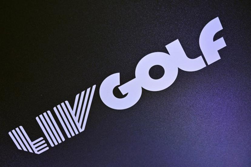Branding for the forthcoming LIV Golf event, is pictured during a media day for the event, at The Centurion Club in St Albans, north of London, on May 11, 2022.                                                                                                                Greg Norman said on May 10, 2022, he has been given an extra $2billion (£1.6 billion) in funding from Saudi Arabia to build his breakaway LIV series of 54-hole events into a full league by 2024. GLYN KIRK / AFP