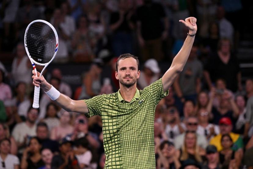 Daniil Medvedev of Russia celebrates winning the men's singles final against Brandon Nakashima of the US at the Brisbane International tennis tournament in Brisbane on January 11, 2026.   William WEST / AFP