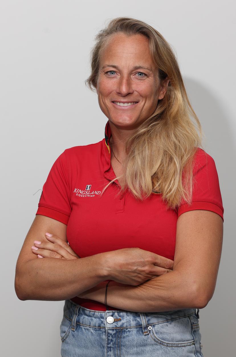 Belgian Lara de Liedekerke poses for the photographer during a press moment of the 'Red Musketeers' riders that will compete at the upcoming World Championships, on Monday 27 July 2026 in Zaventem. The FEI World Championships will take place in Aachen, Germany from 11 to 23 August. BELGA PHOTO VIRGINIE LEFOUR