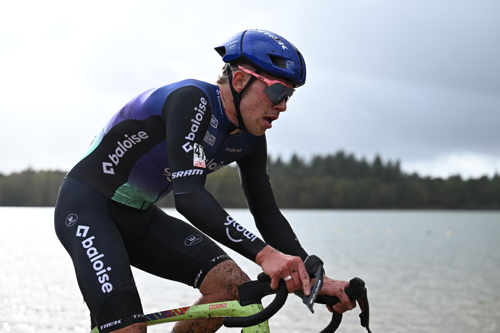 Dutch Pim Ronhaar pictured in action during the elite men's race of the Exact Cross, stage 3 (out of 7) in the Exact Cross cyclocross competition, in Heerde, on Saturday 25 October 2025. BELGA PHOTO DAVID PINTENS