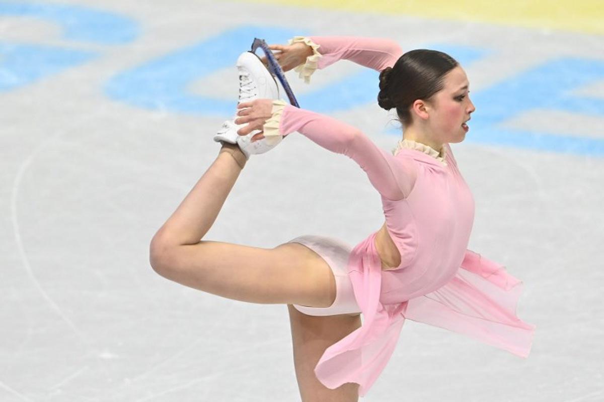 Belgium's Nina Pinzarrone performs during the Women's short program during the 2026 ISU World Figure Skating Championships on March 25, 2026 in Prague.  Michal Cizek / AFP