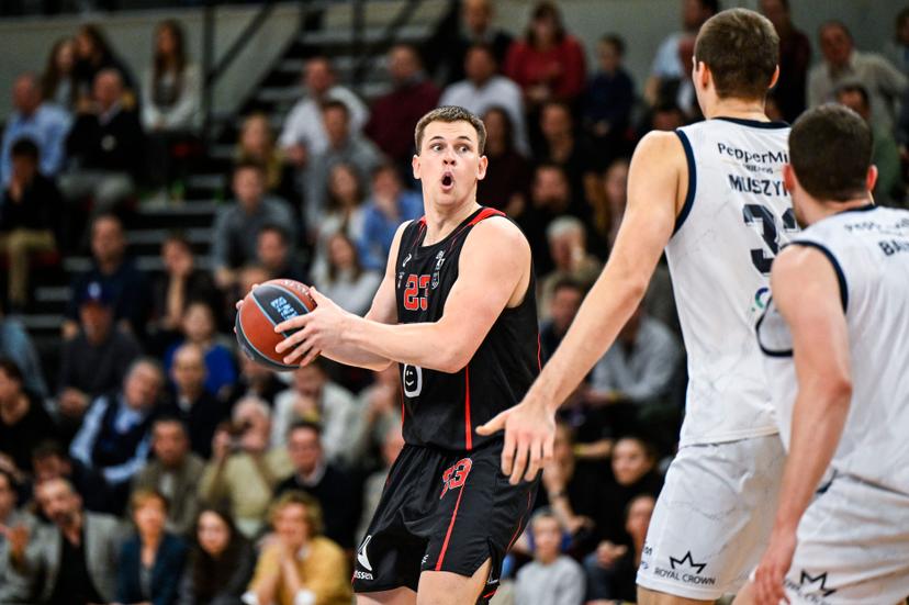Antwerp's Kaden Anderson pictured in action during a basketball match between Limburg United and Antwerp Giants, Sunday 08 February 2026, in Hasselt, in the semifinals of the Men's Lotto Basketball Cup competition. BELGA PHOTO TOM GOYVAERTS