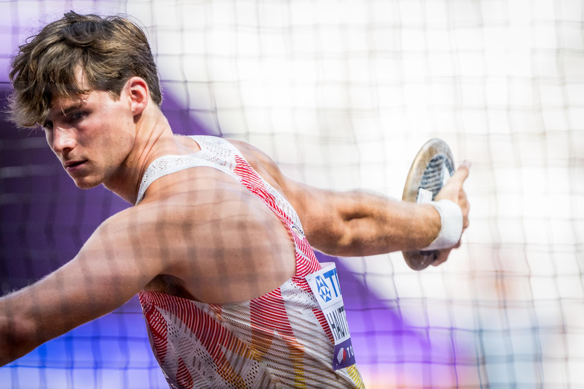 Belgian Jente Hauttekeete pictured in action during the Discus Throw event of the men's Decathlon competition, at the World Athletics Championships in Tokyo, Japan, on Sunday 21 September 2025. The outdoor Worlds are taking place from 13 to 21 September. BELGA PHOTO JASPER JACOBS