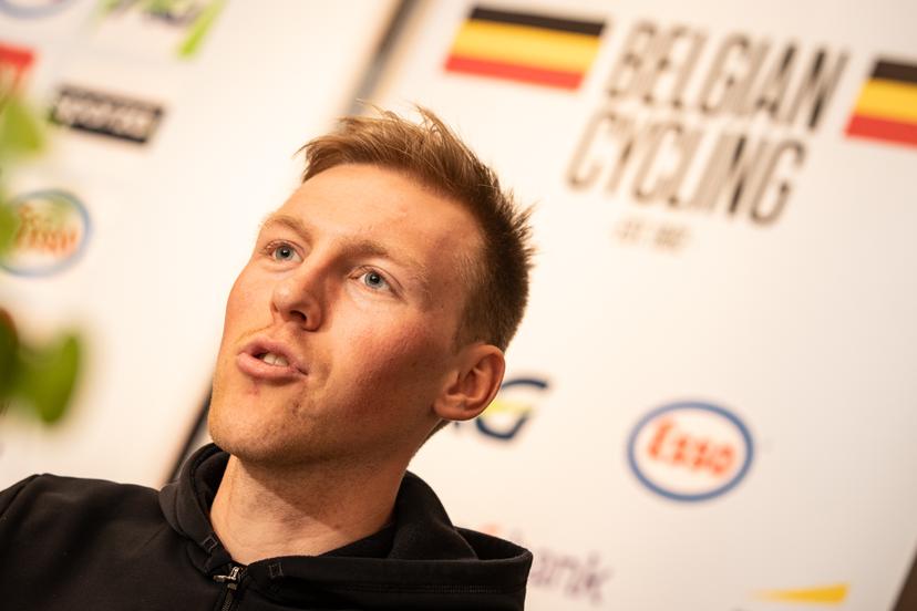Belgian Timo Kielich pictured during a press conference regarding this weekend's World Championships cyclocross cycling, Thursday 02 February 2023 in Brasschaat. The worlds are taking place in Hoogerheide, The Netherlands. BELGA PHOTO DAVID PINTENS