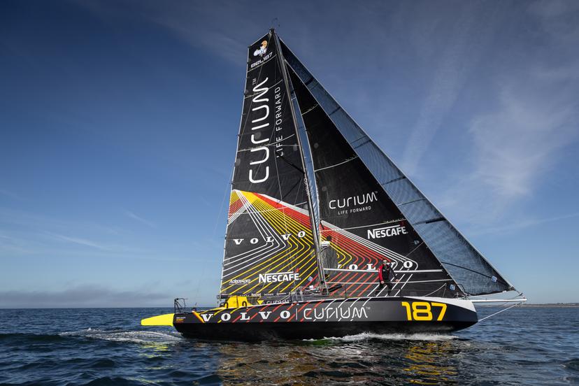 ATTENTION EDITORS - HAND OUT PICTURES - EDITORIAL USE WITH STORY ON JONAS GERCKENS AND HIS BOAT THE 187 VOLVO/CURIUM ONLY - MANDATORY CREDIT  VINCENT OLIVAUD - xxx  Hand out pictures released on Tuesday 30 April 2024 by Jonas Gerckens, shows undated picture of the 187 Volvo/Curium sailing ship of Belgian skipper Jonas Gerckens. Gerckens and his team will participate in the Transat Quebec Saint-Malo in June-July 2024.  HAND OUT - JONAS GERCKENS