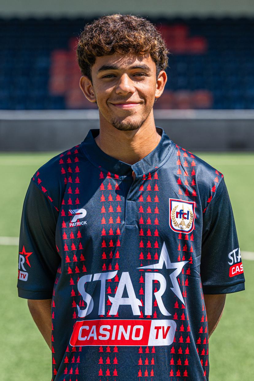 Liege's Adham Refai poses for the photographer at poses for a picture at the 2026-2027 season photoshoot of Belgian Challenger Pro League team RFC Liege, Tuesday 11 August 2026 in Liege.  BELGA PHOTO JILL DELSAUX