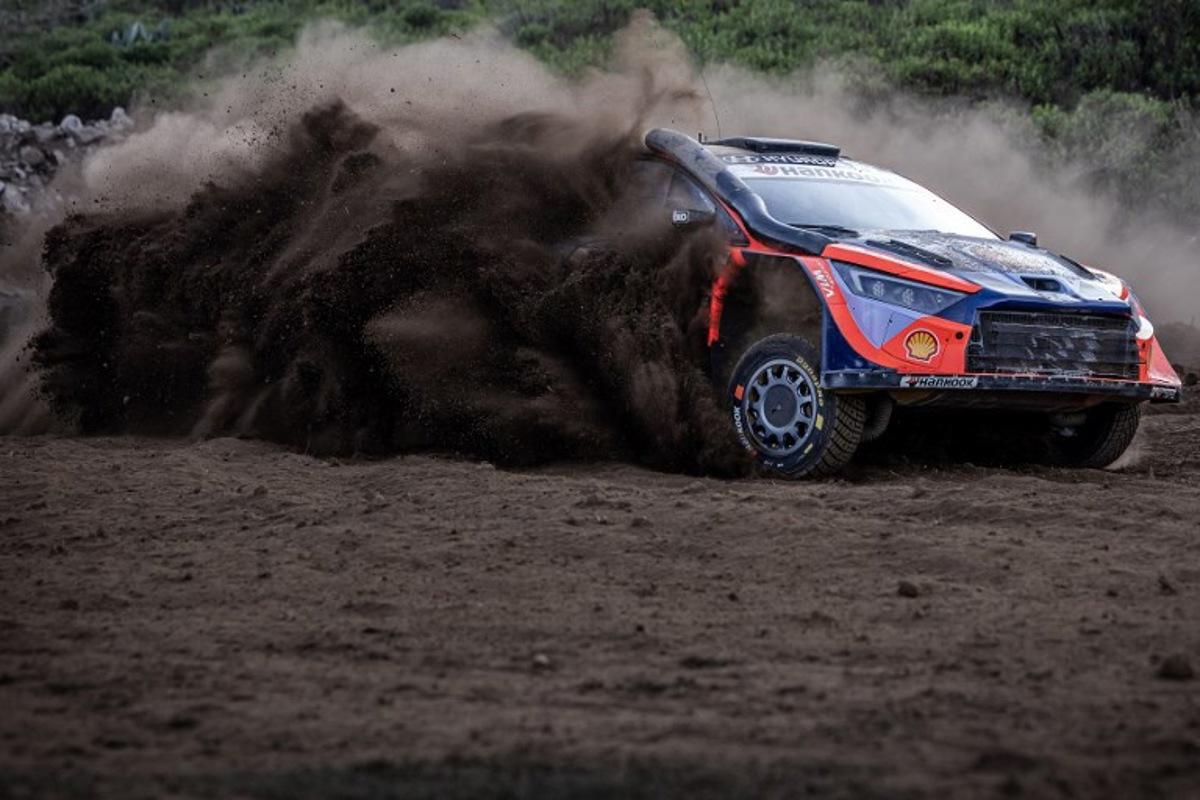 Hyundai Shell Mobis World Rally Team's Belgian driver Thierry Neuville steers his Hyundai i20 N Rally1 with Belgian co-driver Martijn Wydaeghe during the World Rally Championship (WRC) Safari Rally Kenya Special Stage 3 (SS3) in Gilgil on March 21, 2025.  Luis TATO / AFP