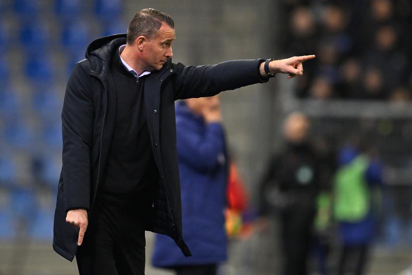 Genk's head coach Nicky Hayen pictured during a soccer game between Belgian team KRC Genk and Croatian GNK Dinamo Zagreb, Thursday 26 February 2026 in Genk, in the play-off for the knockout phase of the UEFA Europa League tournament. Genk won the first leg 1-3. BELGA PHOTO JOHAN EYCKENS