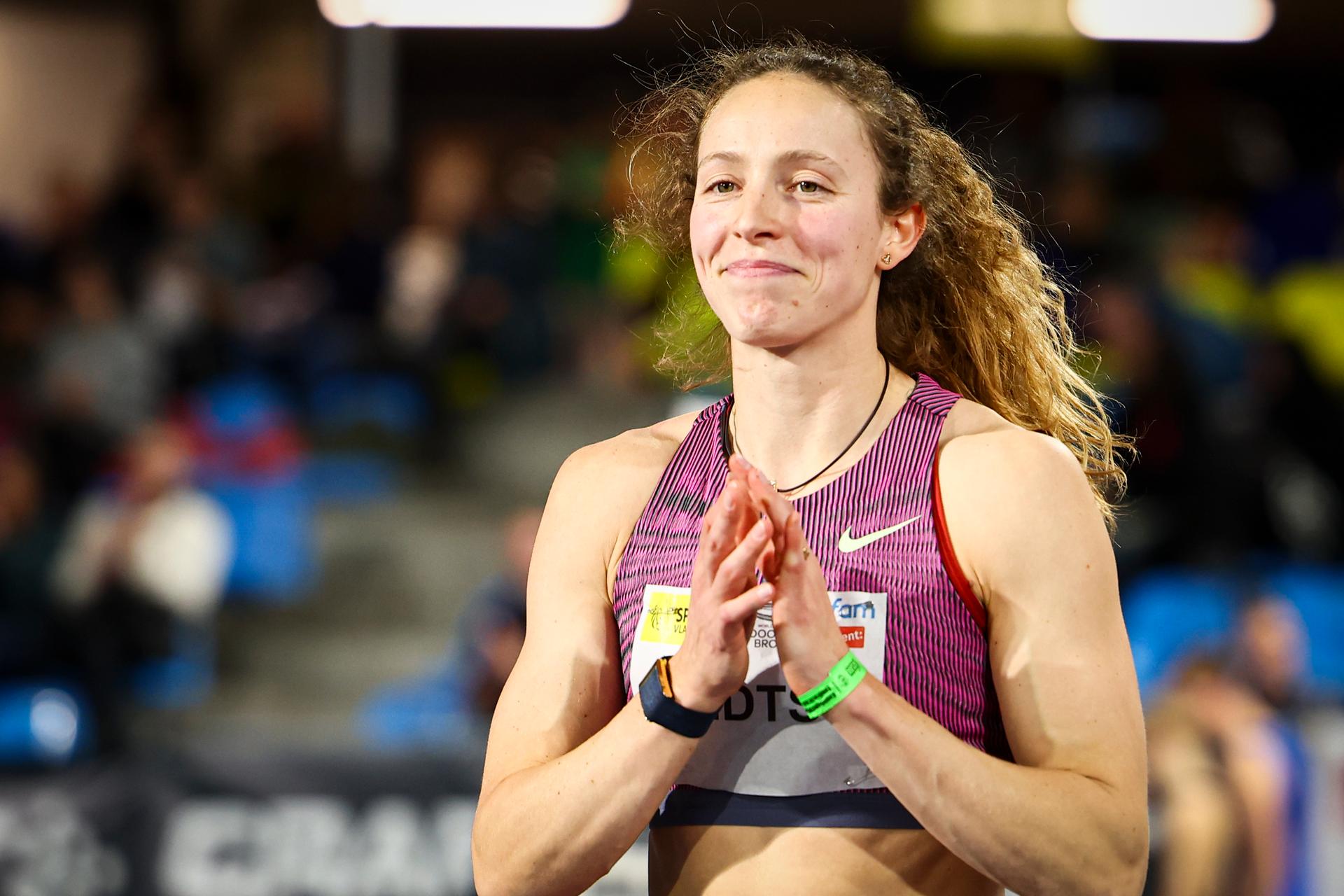 Belgian Noor Vidts pictured during the IFAM Indoor, IAAF World Indoor Tour Bronze Athletics Meeting, Saturday 01 February 2025 in Gent. BELGA PHOTO DAVID PINTENS