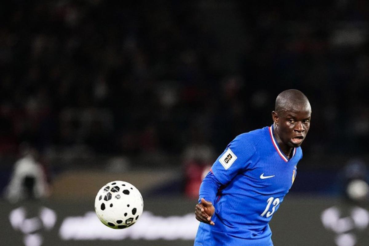 France's midfielder #13 N'Golo Kante eyes the ball during the 2026 World Cup qualifiers Europe zone group D football match between France and Ukraine at the Parc des Princes stadium in Paris, on November 13, 2025.   Dimitar DILKOFF / AFP