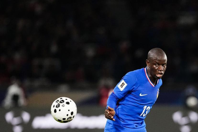 France's midfielder #13 N'Golo Kante eyes the ball during the 2026 World Cup qualifiers Europe zone group D football match between France and Ukraine at the Parc des Princes stadium in Paris, on November 13, 2025.   Dimitar DILKOFF / AFP