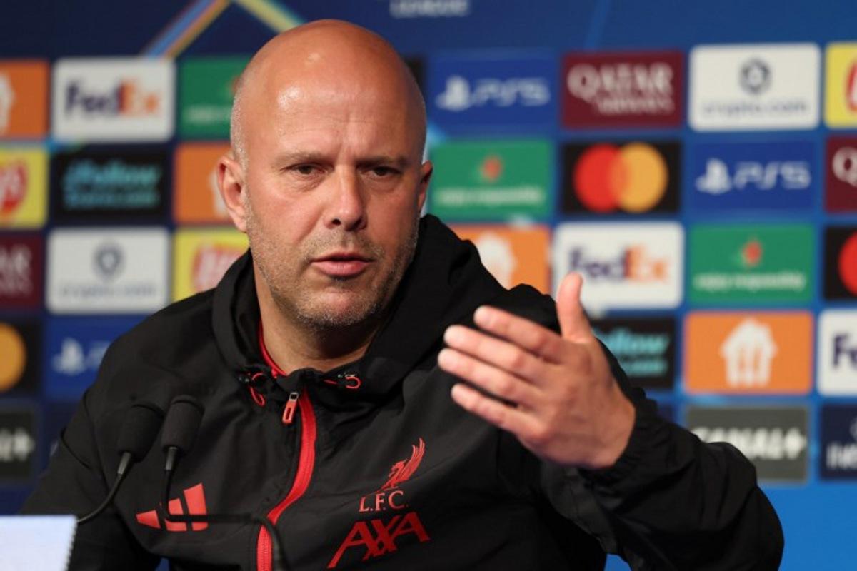 Liverpool's Dutch coach Arne Slot gives a press conference on the eve of the UEFA Champions League quarter-final first leg football match between Paris Saint-Germain (PSG) Liverpool FC in Paris on April 7, 2026.   FRANCK FIFE / AFP