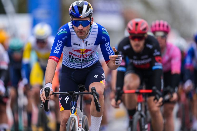 Belgian Gianni Vermeersch of Red Bull-BORA-hansgrohe pictured after crossing the finish line at pictured at the start of the 'E3 Saxo Bank Classic' one day cycling race, 208,8km from and to Harelbeke, on Friday 27 March 2026. BELGA PHOTO DAVID PINTENS