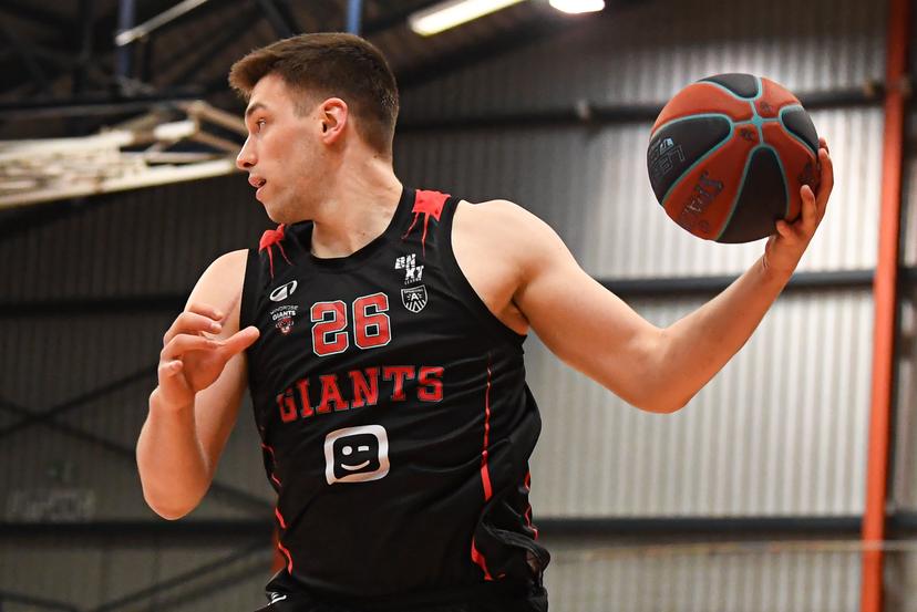Antwerp's Niels De Ridder pictured during a basketball match between Limburg United and Antwerp Giants, Friday 19 December 2025 in Hasselt, on day 12 of the 'BNXT League' Belgian/ Dutch first division basket championship. BELGA PHOTO JILL DELSAUX