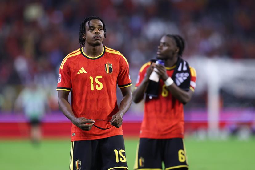 Belgium's Nathan Ngoy looks dejected after a soccer game between Belgian national team Red Devils and France, on Monday 28 September 2026  in Brussels, the second game of the UEFA Nations League group stage. BELGA PHOTO BRUNO FAHY
