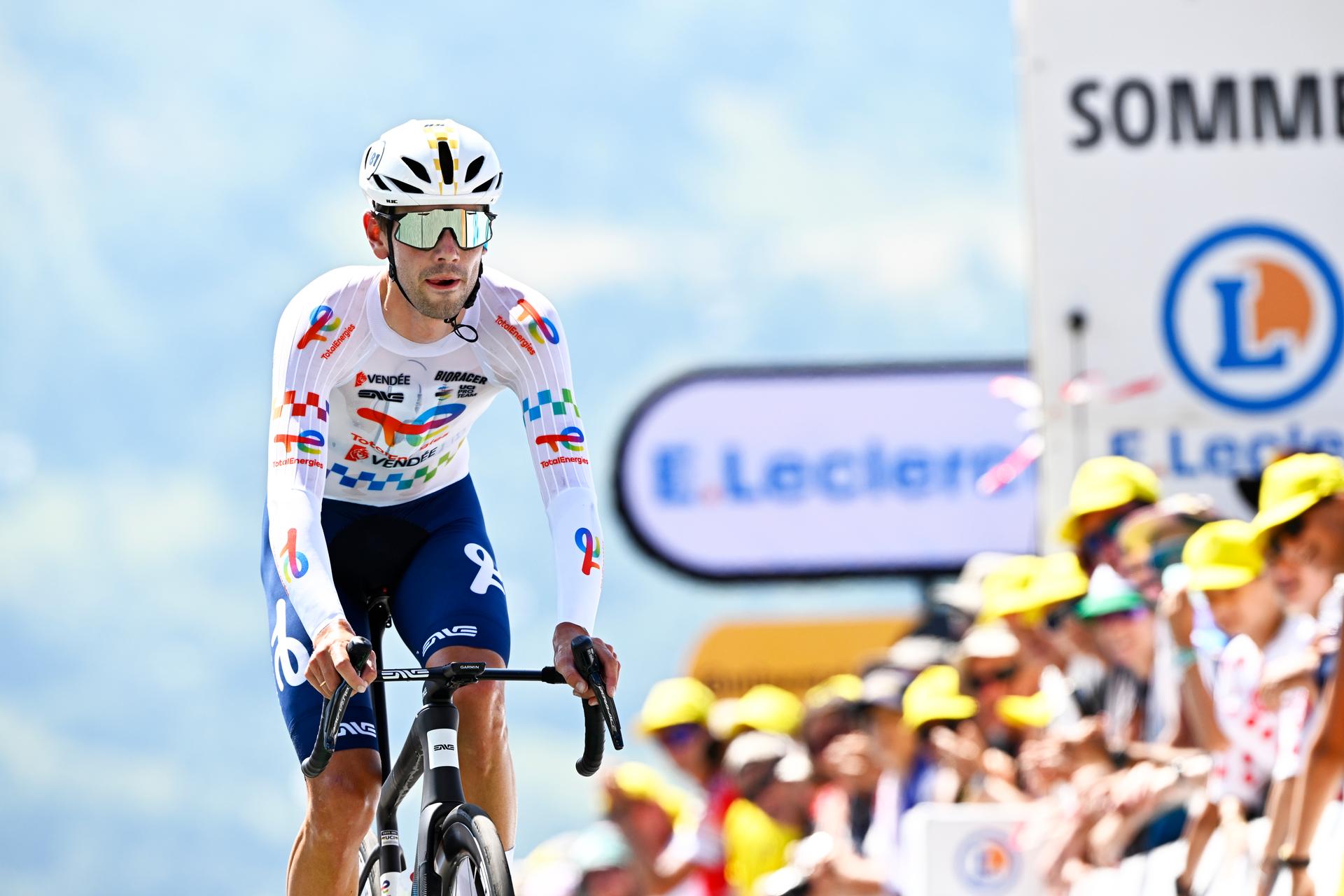 Belgian Steff Cras of TotalEnergies pictured at the finish of stage 13 of the 2025 Tour de France cycling race, an 11km individual time trial from Loudenvielle to Peyragudes, on Friday 18 July 2025 in France. The 112th edition of the Tour de France starts on Saturday 5 July in Lille, France, and will finish in Paris, France on the 27th of July.   BELGA PHOTO JASPER JACOBS