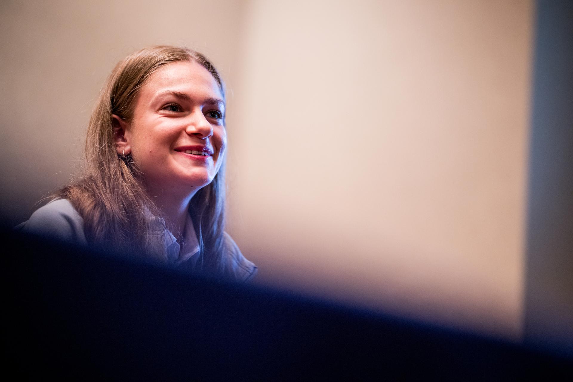 Belgian Jana Van Lent talks to the press during a press conference before the World Athletics Championships in Tokyo, Japan, on Thursday 11 September 2025. The outdoor Worlds are taking place from 13 to 21 September. BELGA PHOTO JASPER JACOBS
