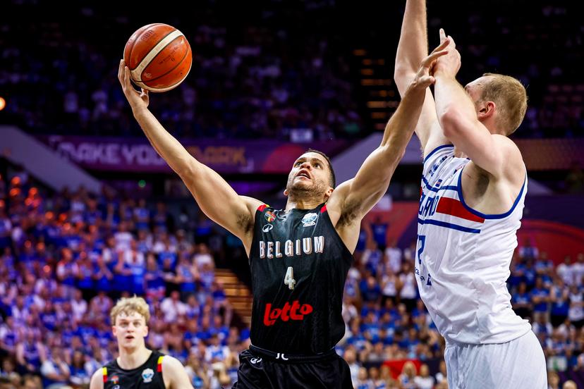 Belgium's Emmanuel Manu Lecomte pictured in action during a basketball match between Belgium's national team Belgian Lions and Iceland, Saturday 30 August 2025 in Katowice, Poland, the second game of the group stage of the Eurobasket 2025 European championships. BELGA PHOTO TOMASZ SOKOLOWSKI *** BELGIUM ONLY ***