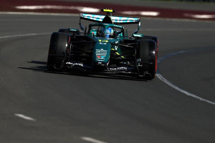 Aston Martin's Spanish driver Fernando Alonso drives during the second practice session of the Formula One Australian Grand Prix at the Albert Park Circuit in Melbourne on March 6, 2026.   Martin KEEP / AFP